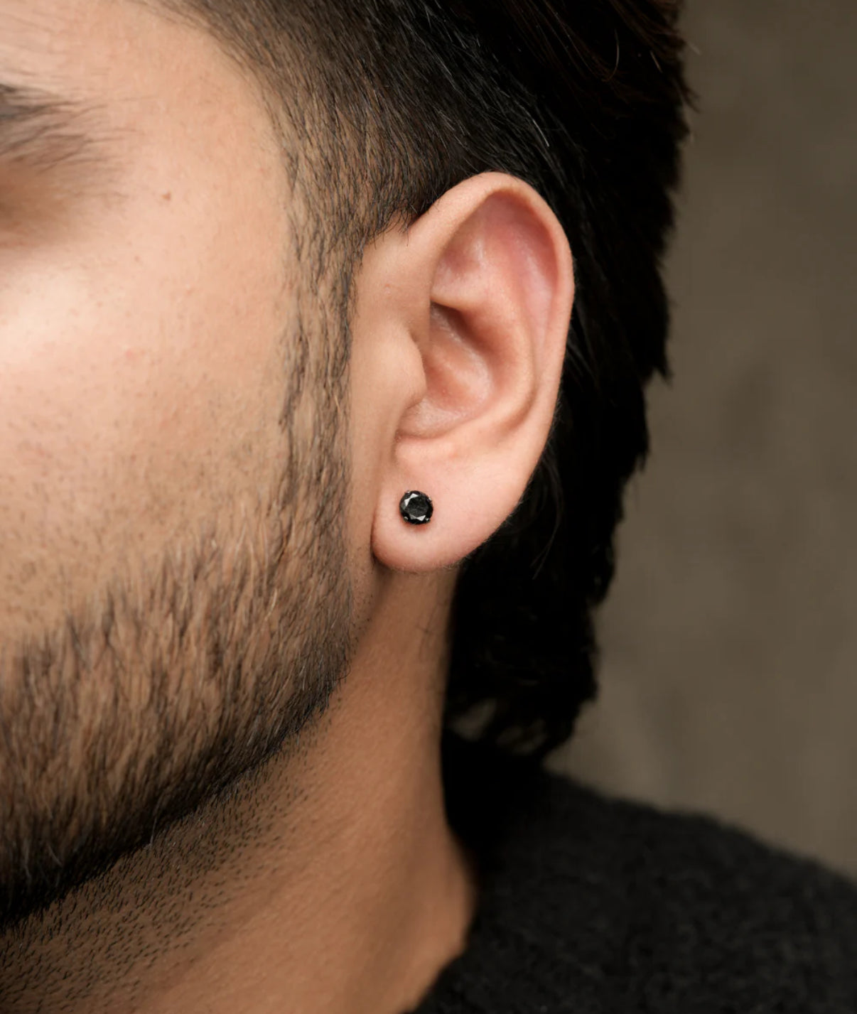 BLACK STONE EARRING (PIERCED)