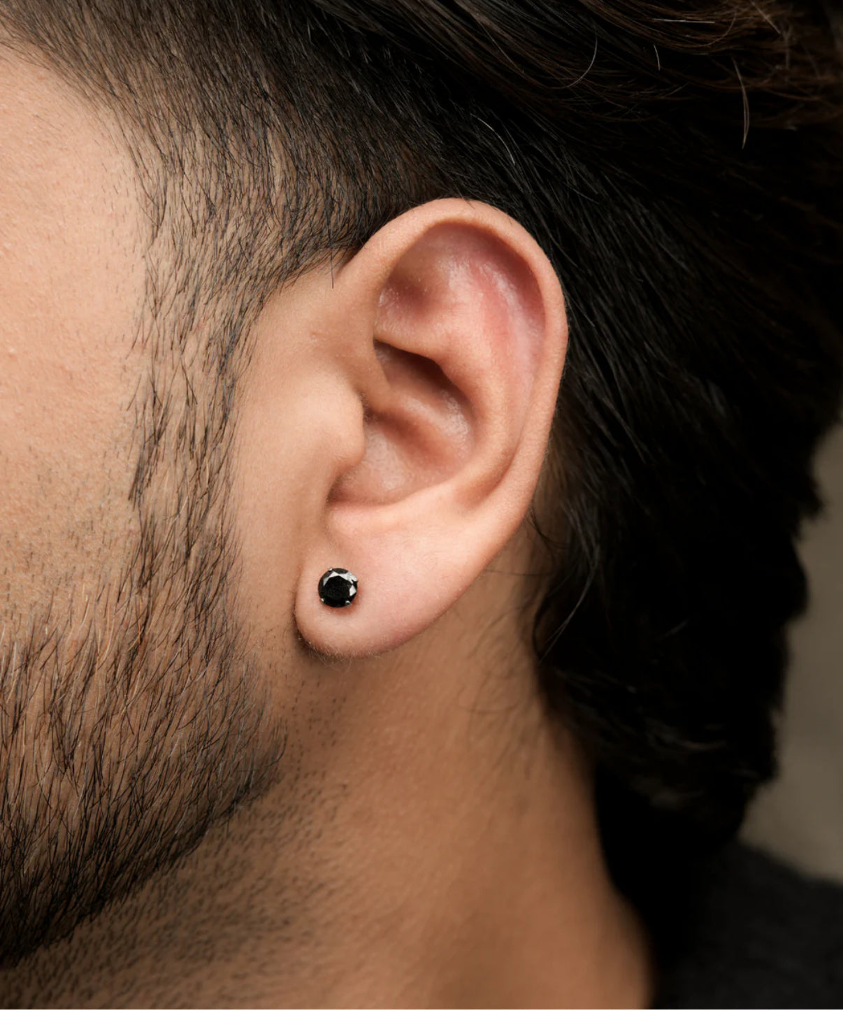 BLACK STONE EARRING (PIERCED)